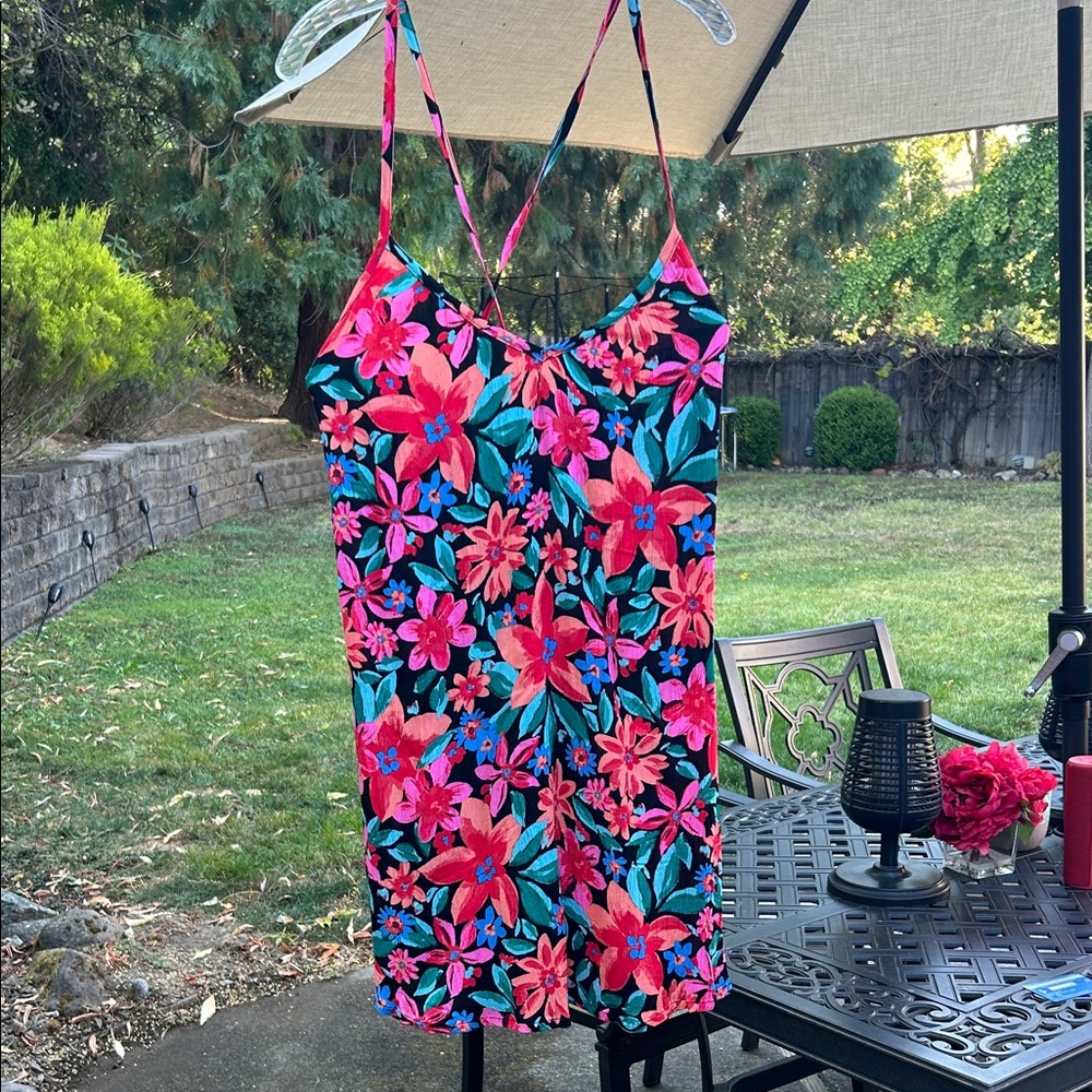 Roxy Floral Mini Dress - Pink and Blue